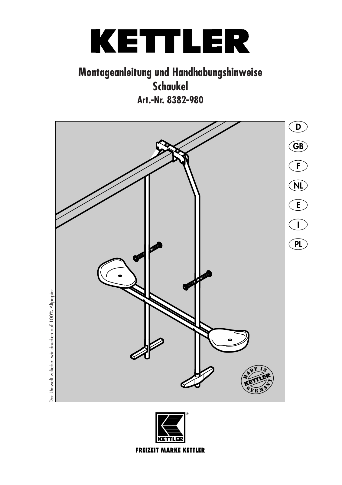 Kettler SCHAUKEL 8382-890 User Manual