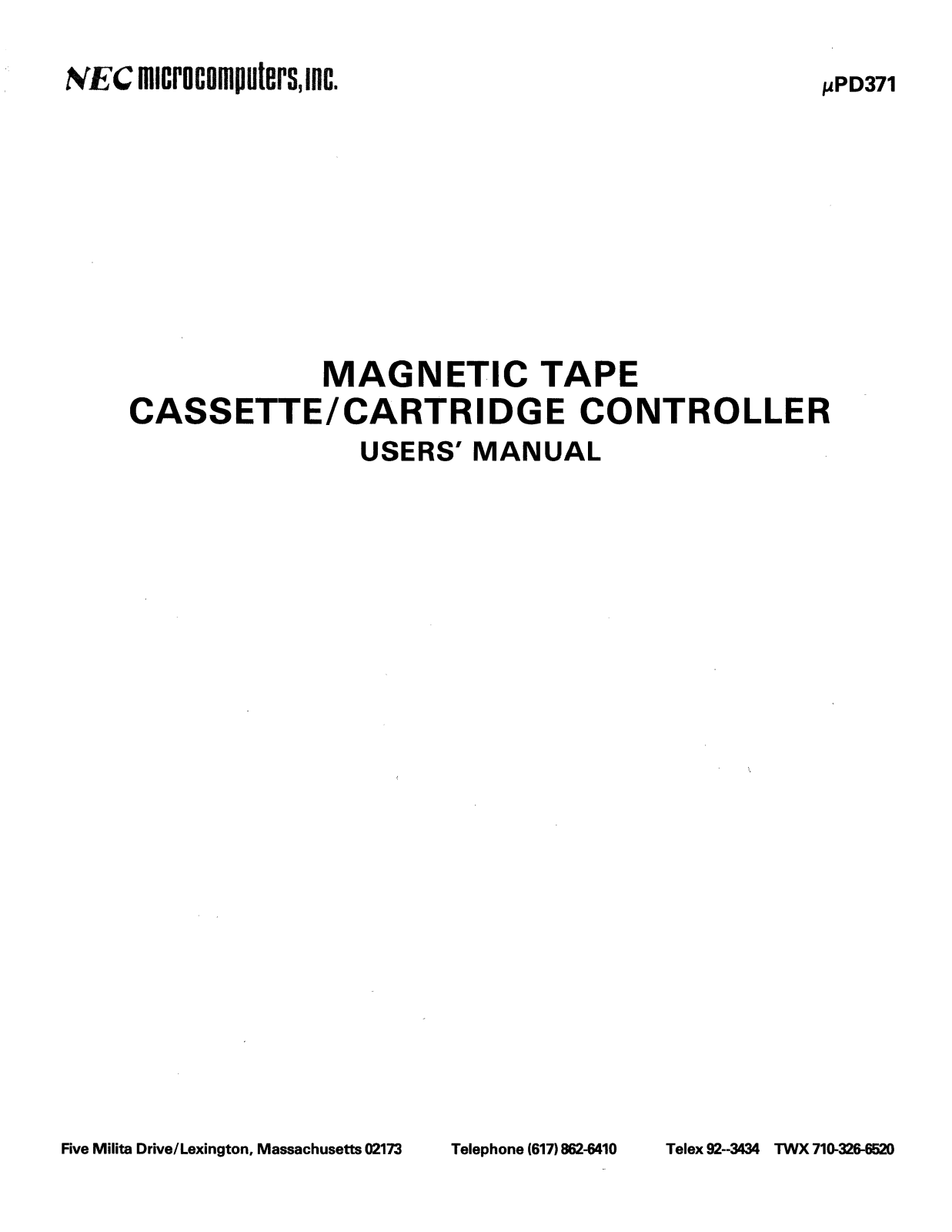 NEC uPD371_Magnetic_Tape_Controller_Jun77 Datasets - ManualMachine.com