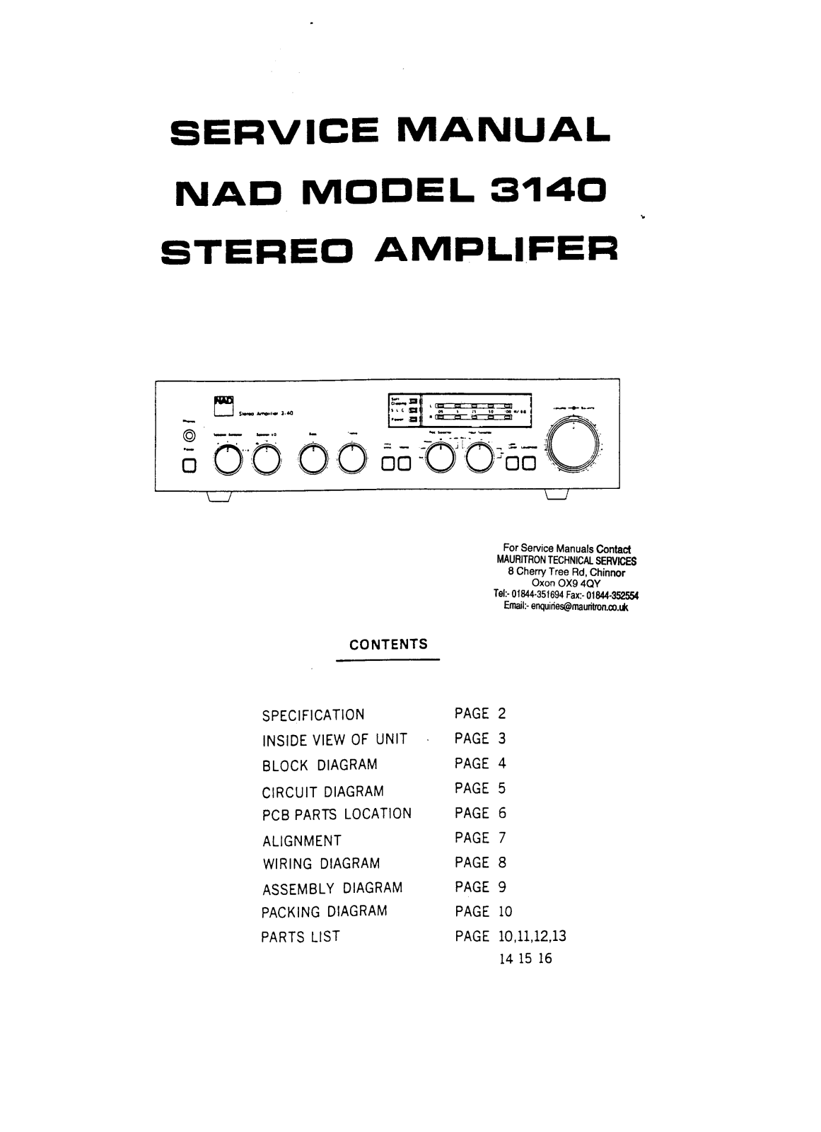 NAD 3140 Service manual