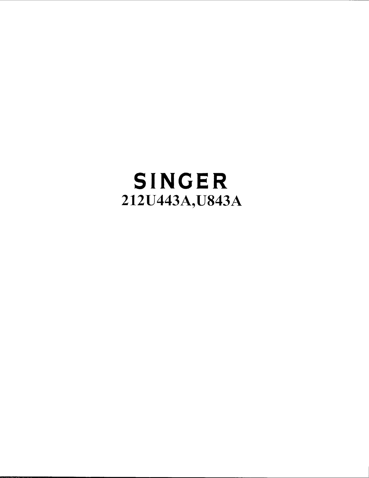 Singer 212U443A, U843A User Manual