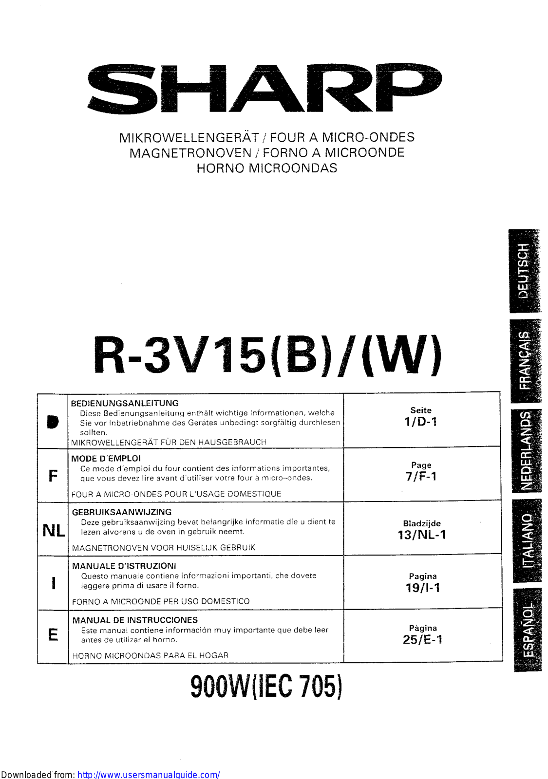 SHARP R-3V15 User Manual