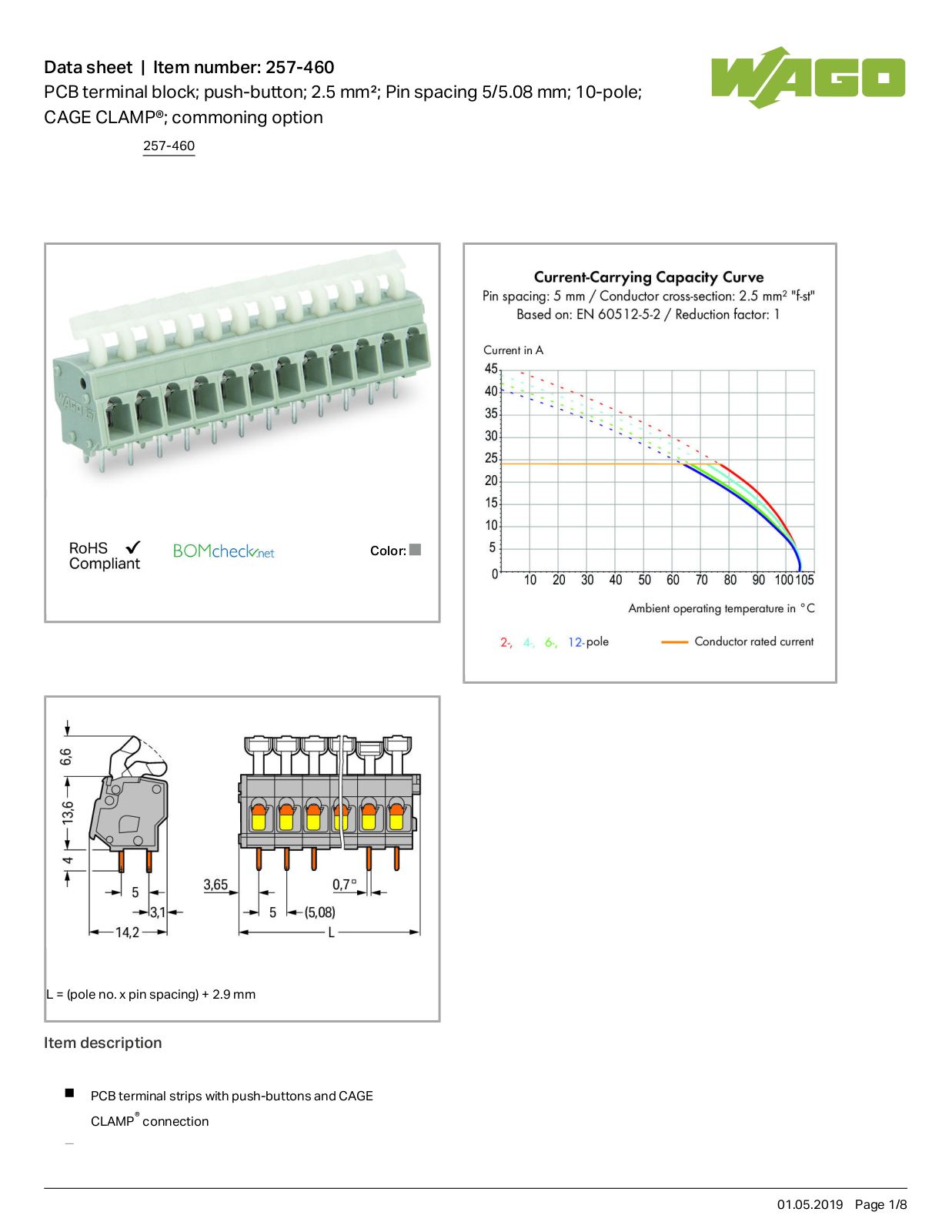 Wago 257-460 Data Sheet