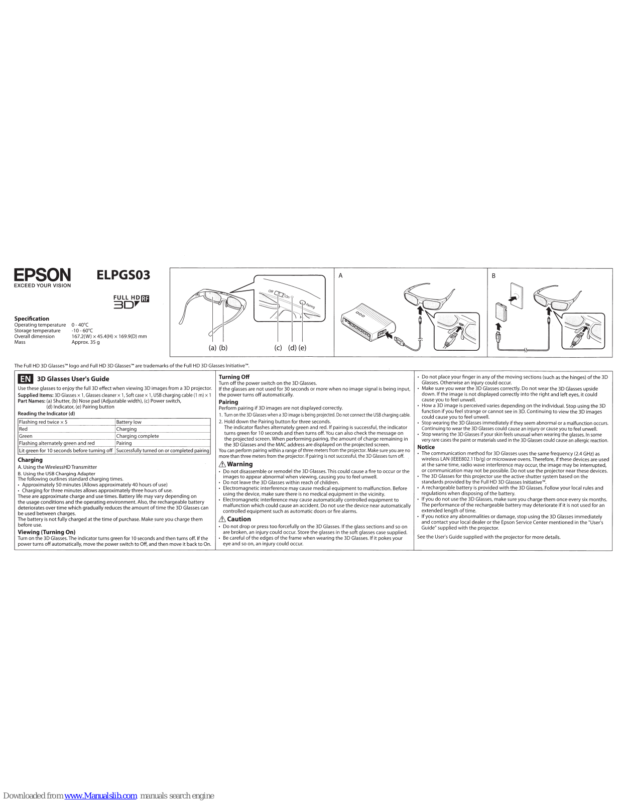 Epson ELPGS03 Specification - ManualMachine.com
