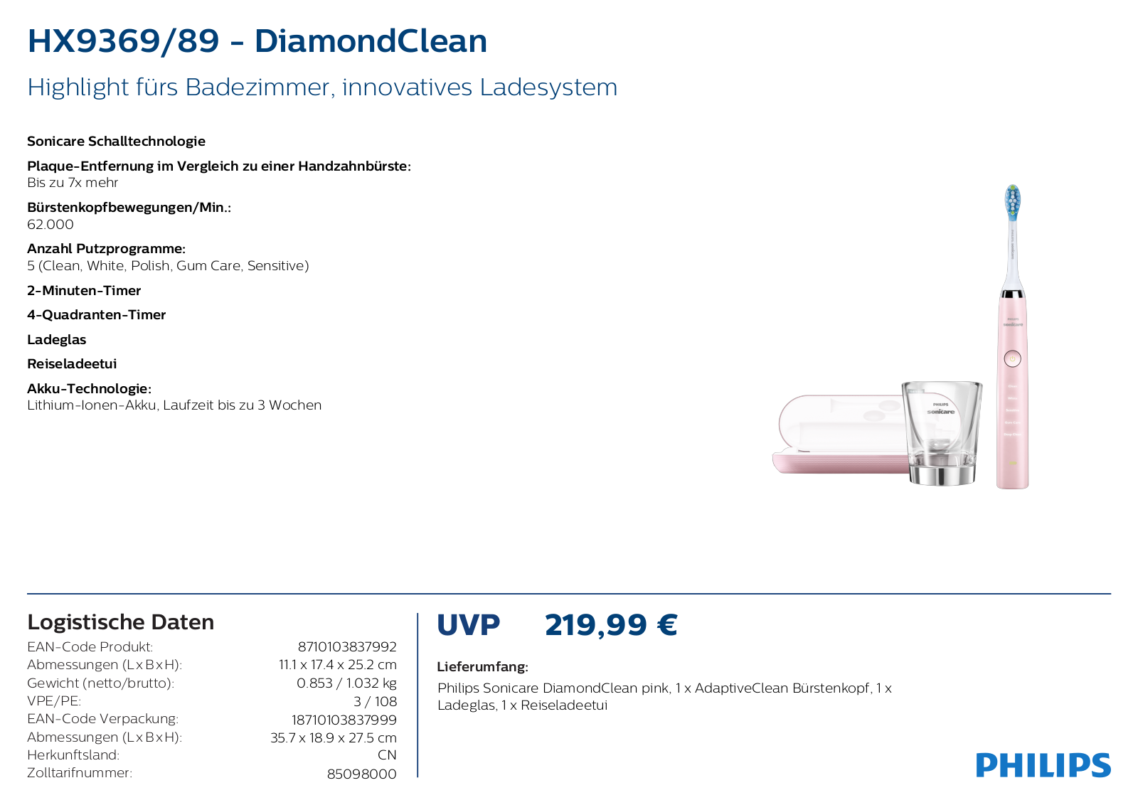 Philips Sonicare HX9369-89 Technical data - ManualMachine.com