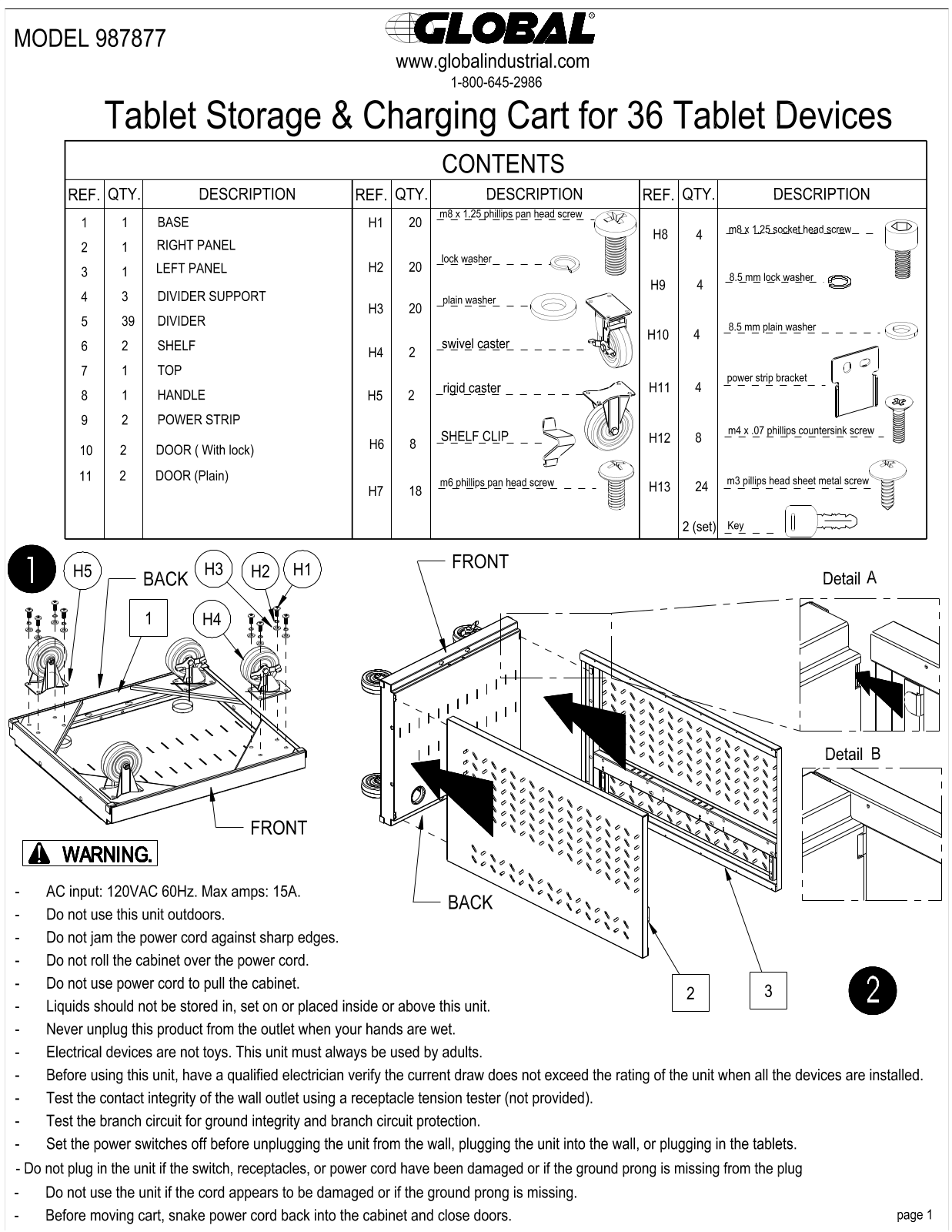 Global Industrial 987877 User Manual