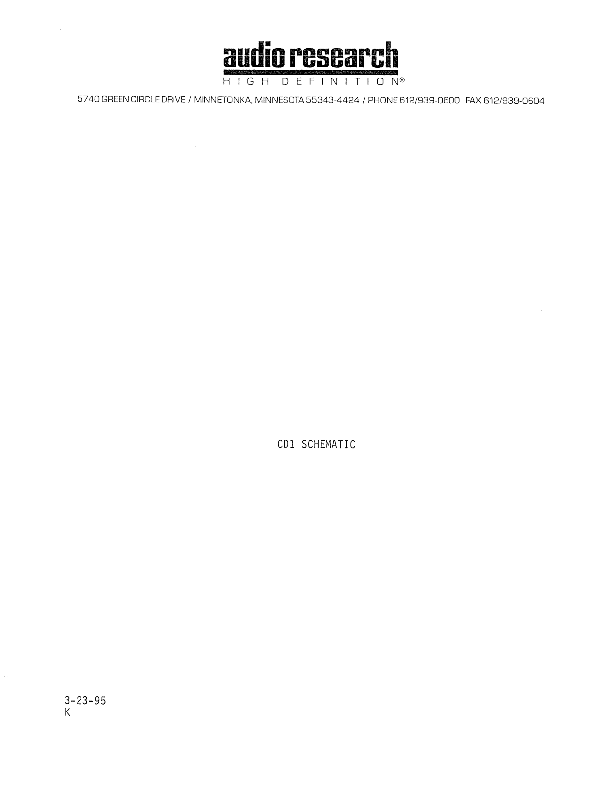 Audio Research CD1 1995 Schematic - ManualMachine.com