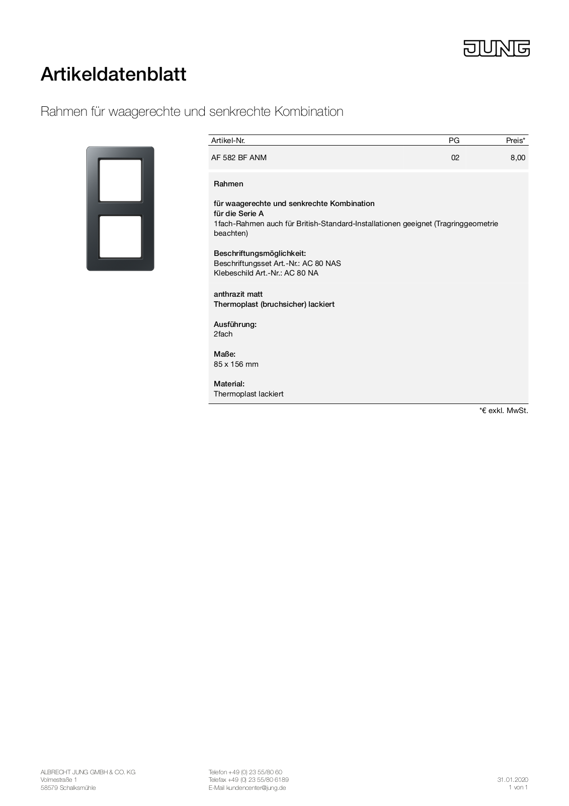 Jung AF 582 BF ANM User Manual