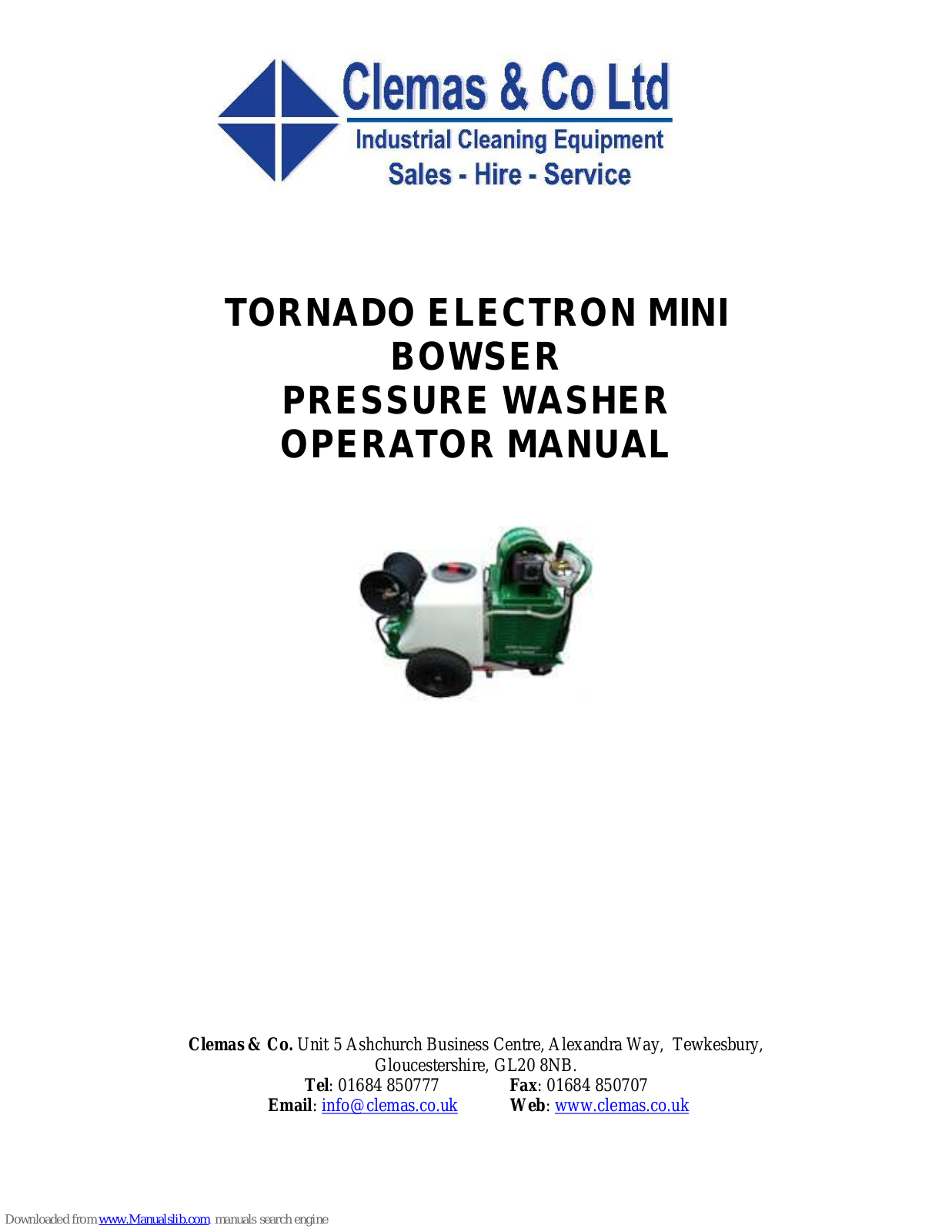 Clemas & Co Tornado P1 Mini Bowser, Tornado P2 Mini Bowser, Tornado P4 Mini Bowser, Tornado D70Mini Bowser, Tornado Electron Mini Bowser Operator's Manual