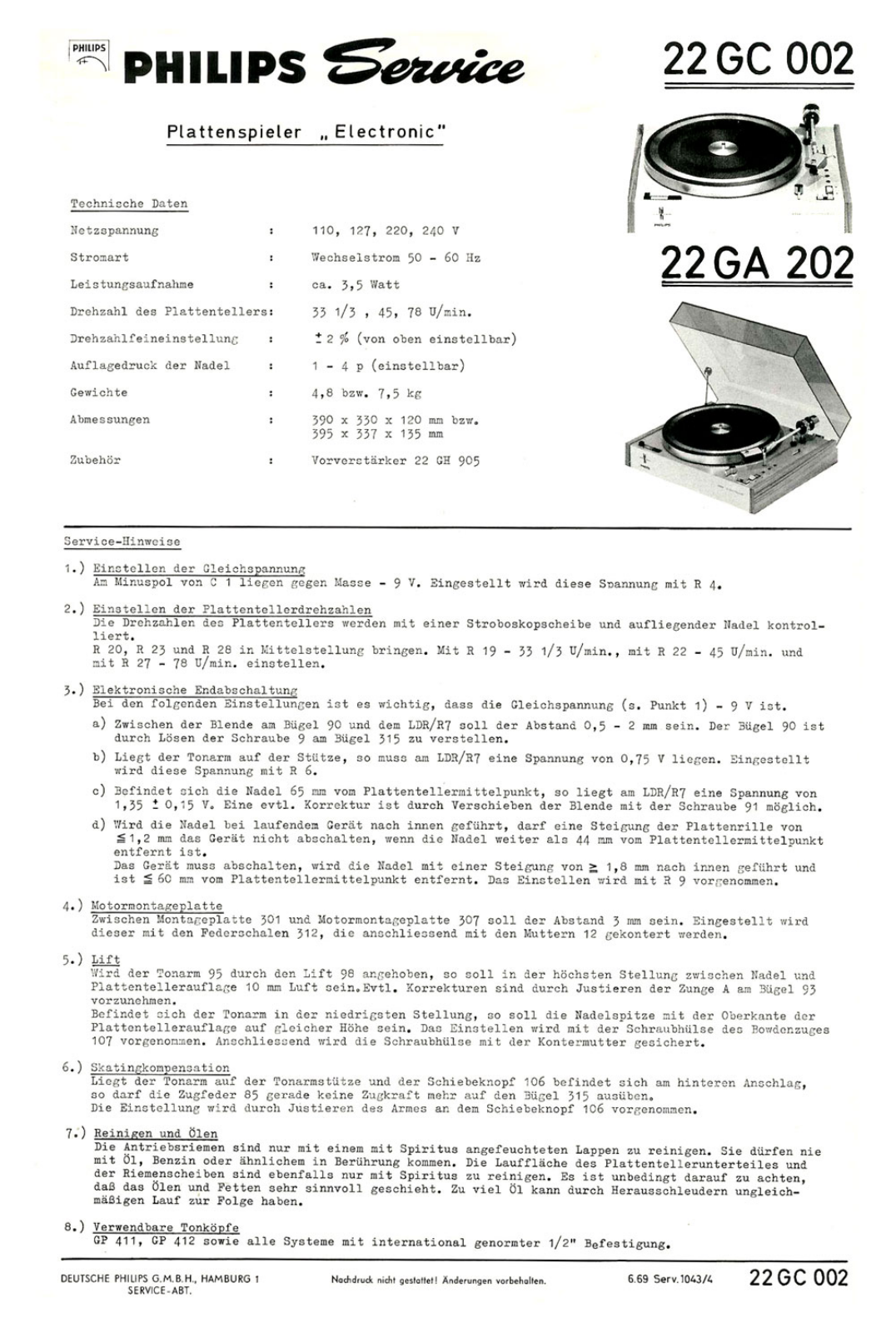 Philips 22-GA-202 Service Manual