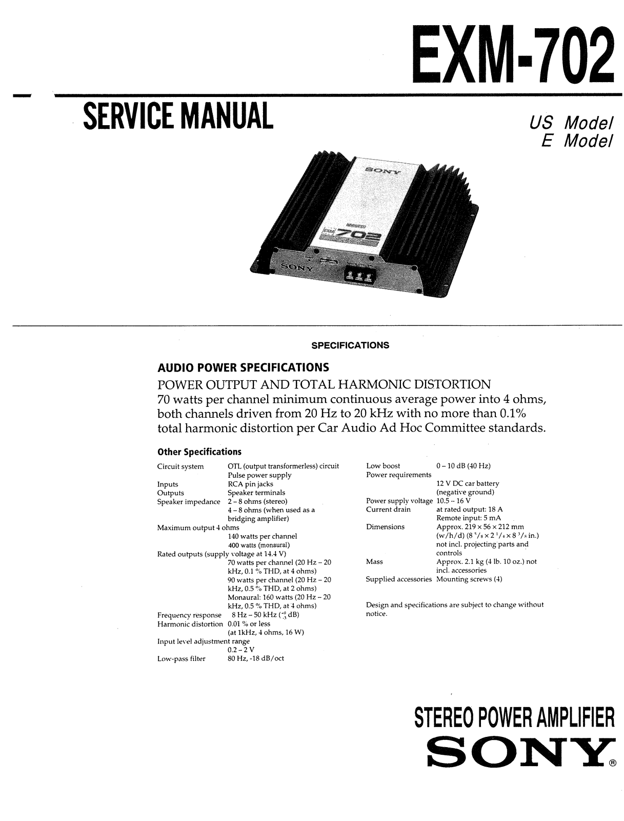 Sony EXM-702 Service manual