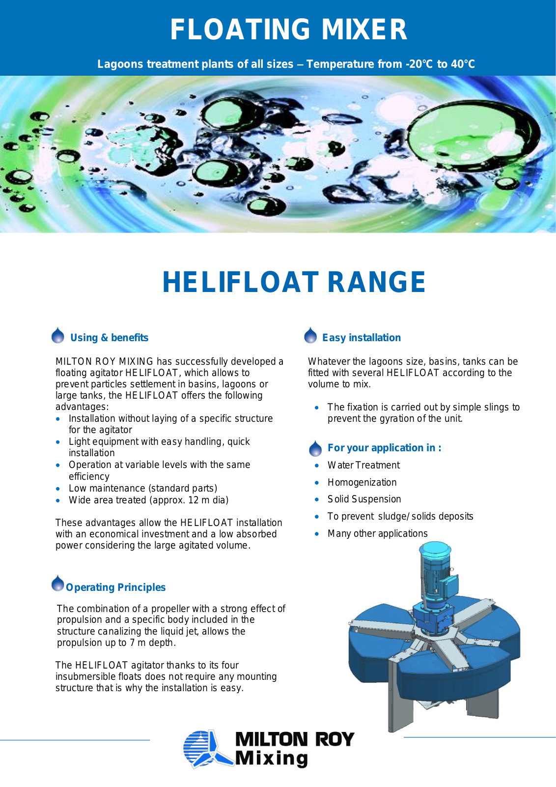 Milton Roy Mixing HELIFLOAT RANGE User Manual