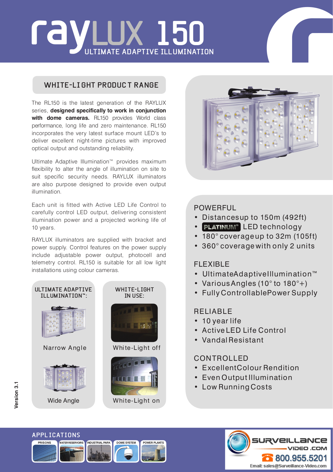 Raytec RL200-AI-10, RL150-AI-30, RL150-AI-50, RL150-AI-10 Specsheet