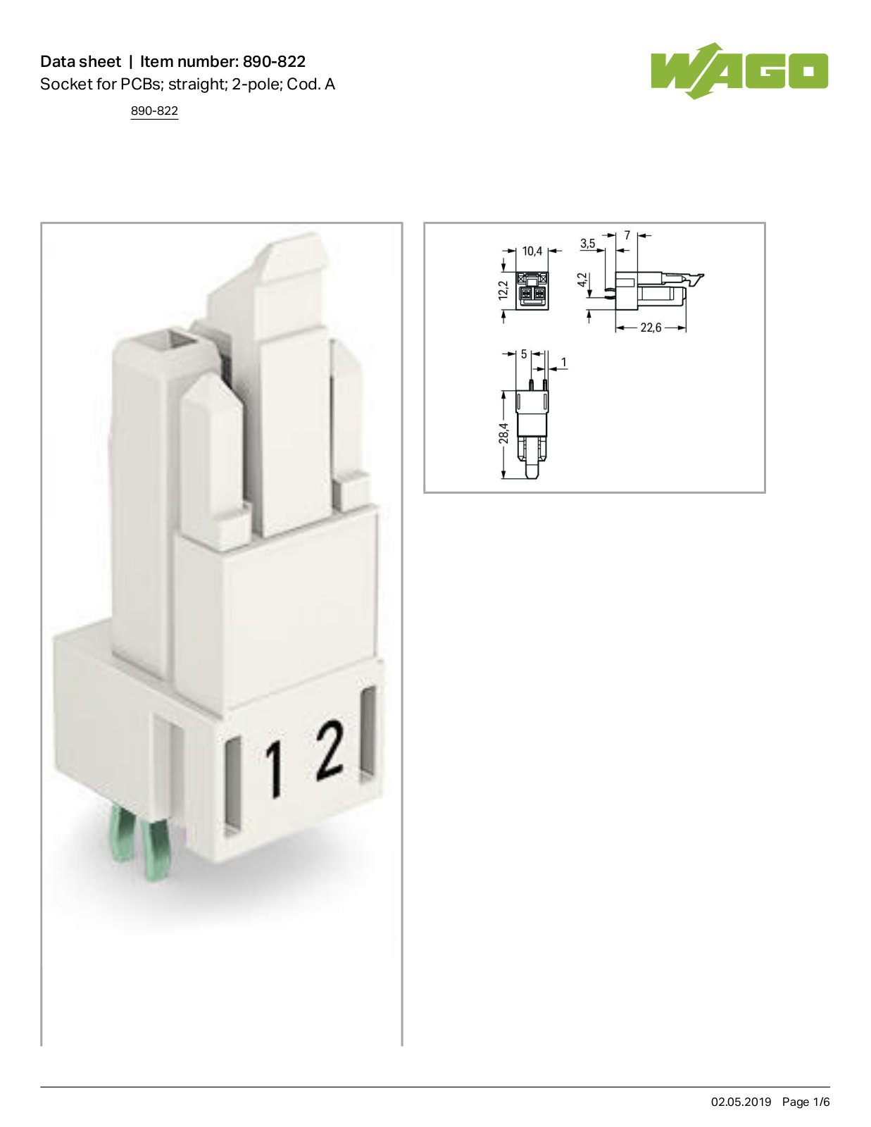 Wago 890-822 Data Sheet