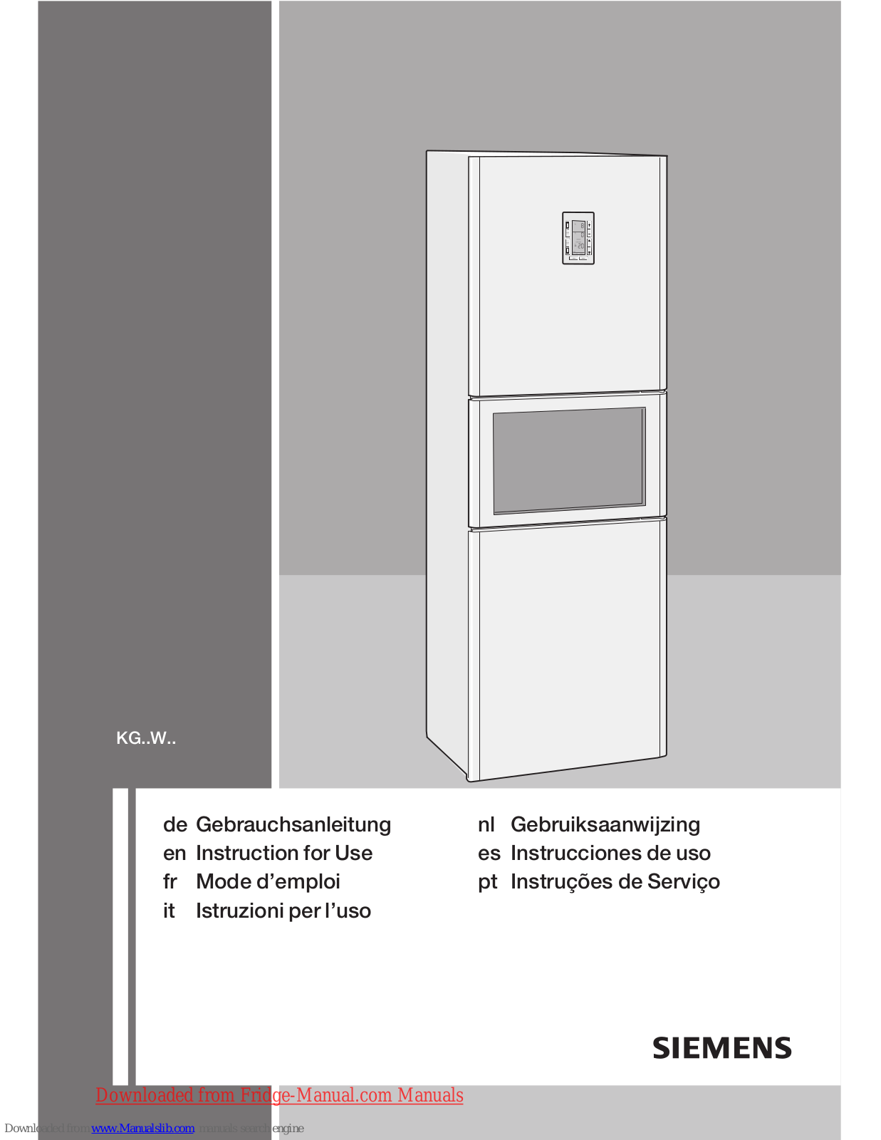 Siemens KG..W SERIES Instructions For Use Manual