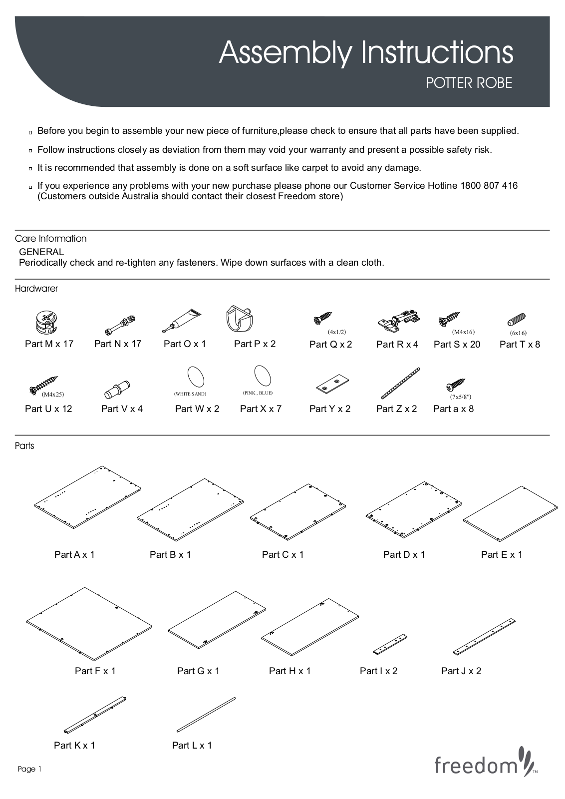 Freedom Potter Robe Assembly Instruction