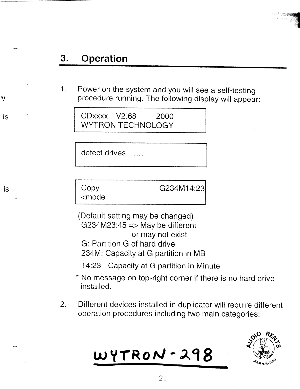 Wytron CD-298 User Manual