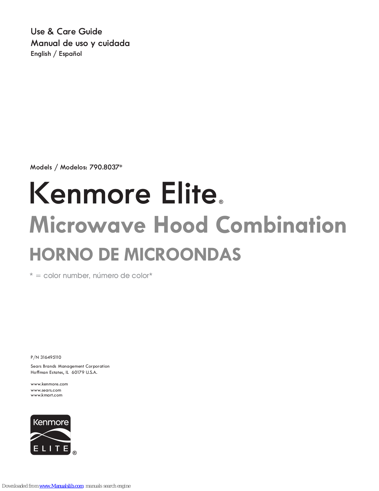 Kenmore 790.8037, 790.8036 Series Use & Care Manual