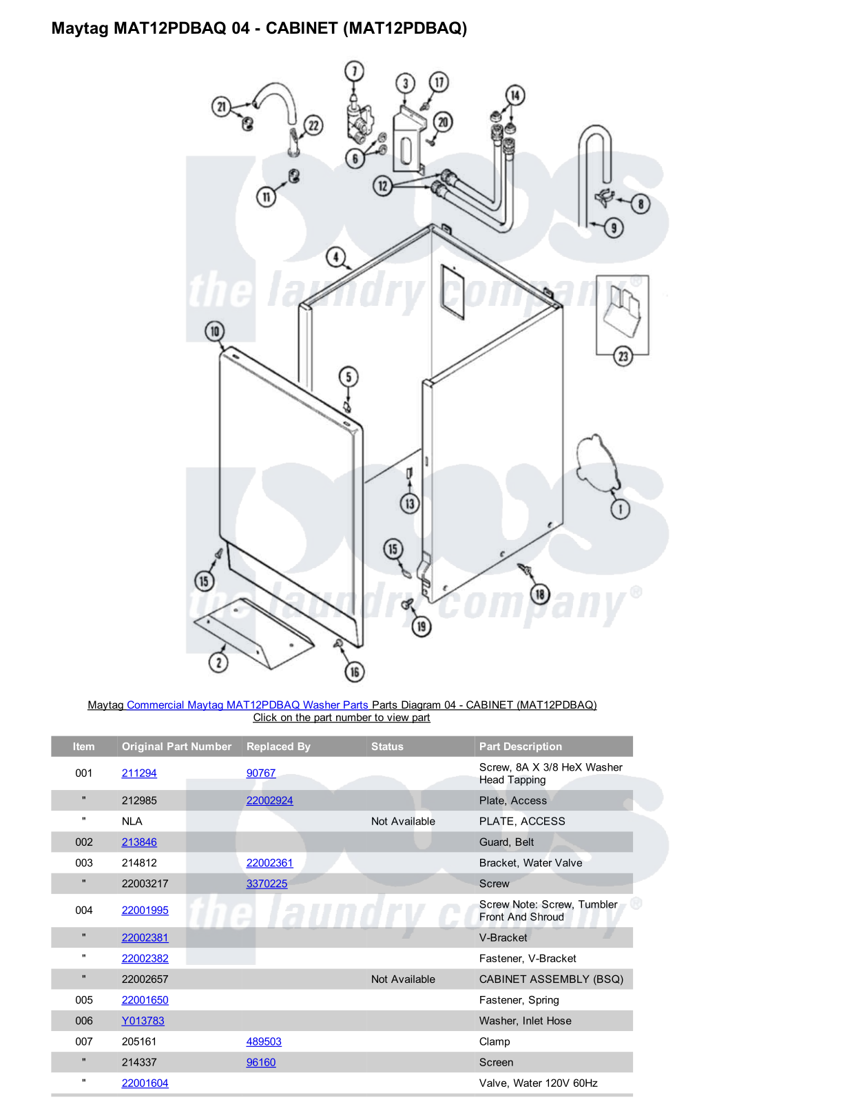 Maytag MAT12PDBAQ Parts Diagram