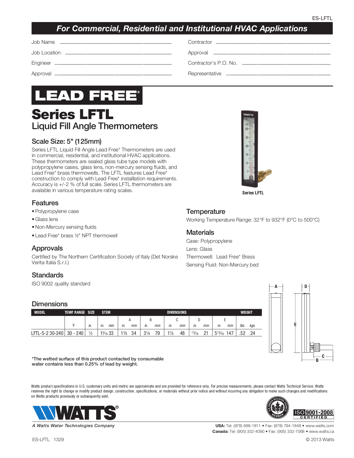 Watts LFTL User Manual