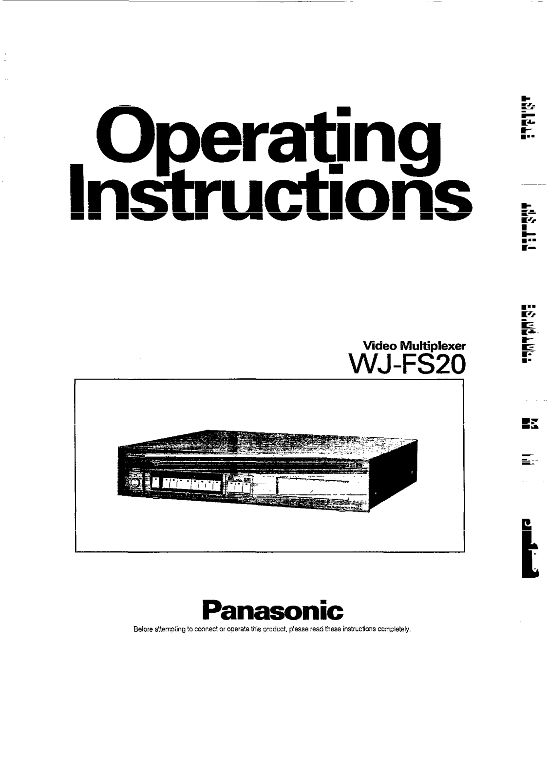 Panasonic WJ-FS20 User Manual