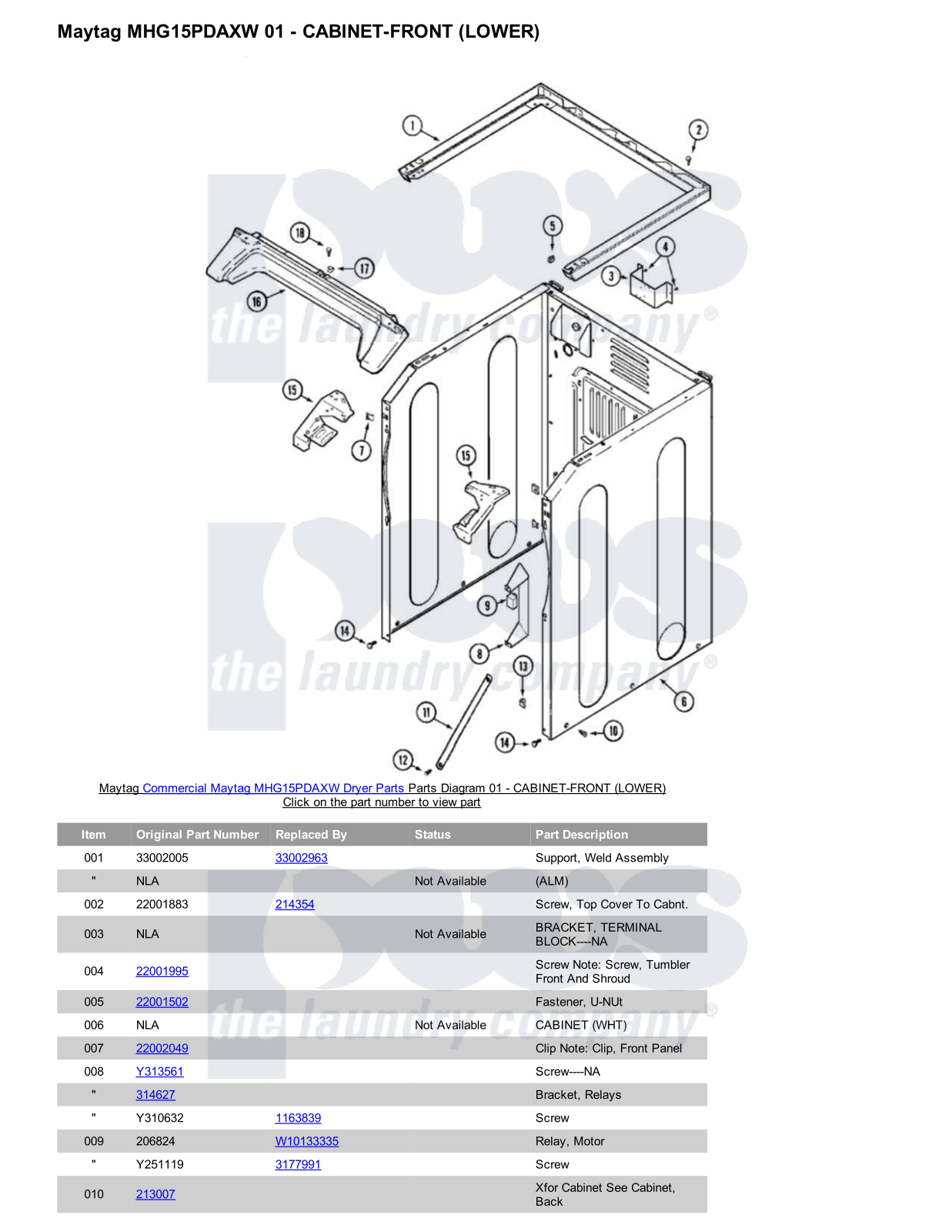 Maytag MHG15PDAXW Parts Diagram