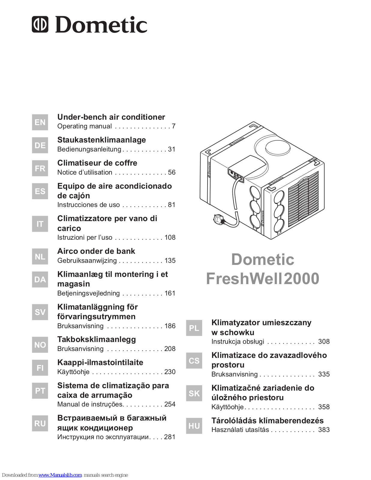 Dometic FreshWell 2000 Operating Manual