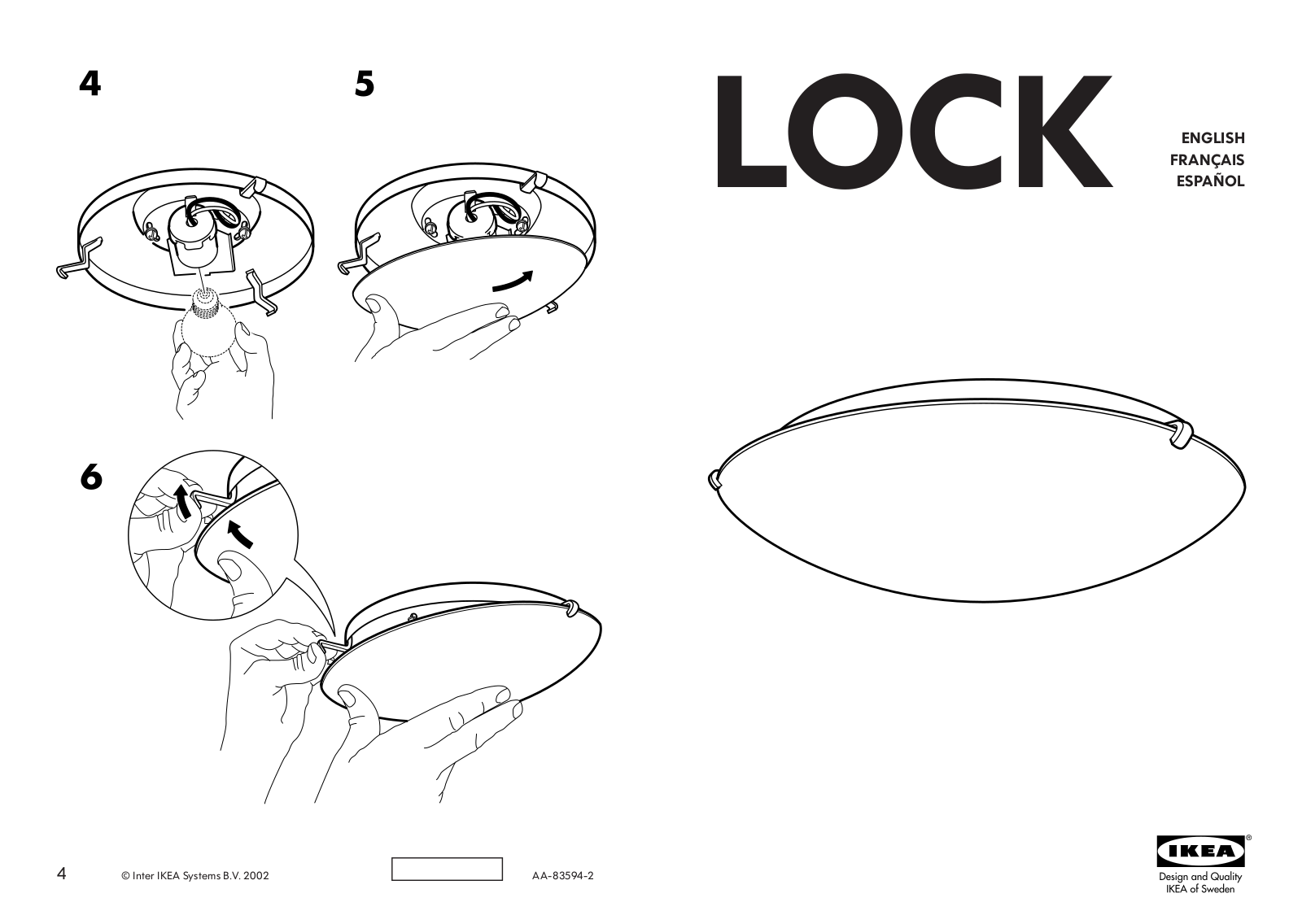 IKEA LOCK CEILING LAMP User Manual