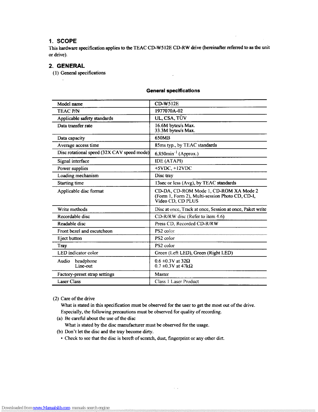 Teac CD-W512E User Manual