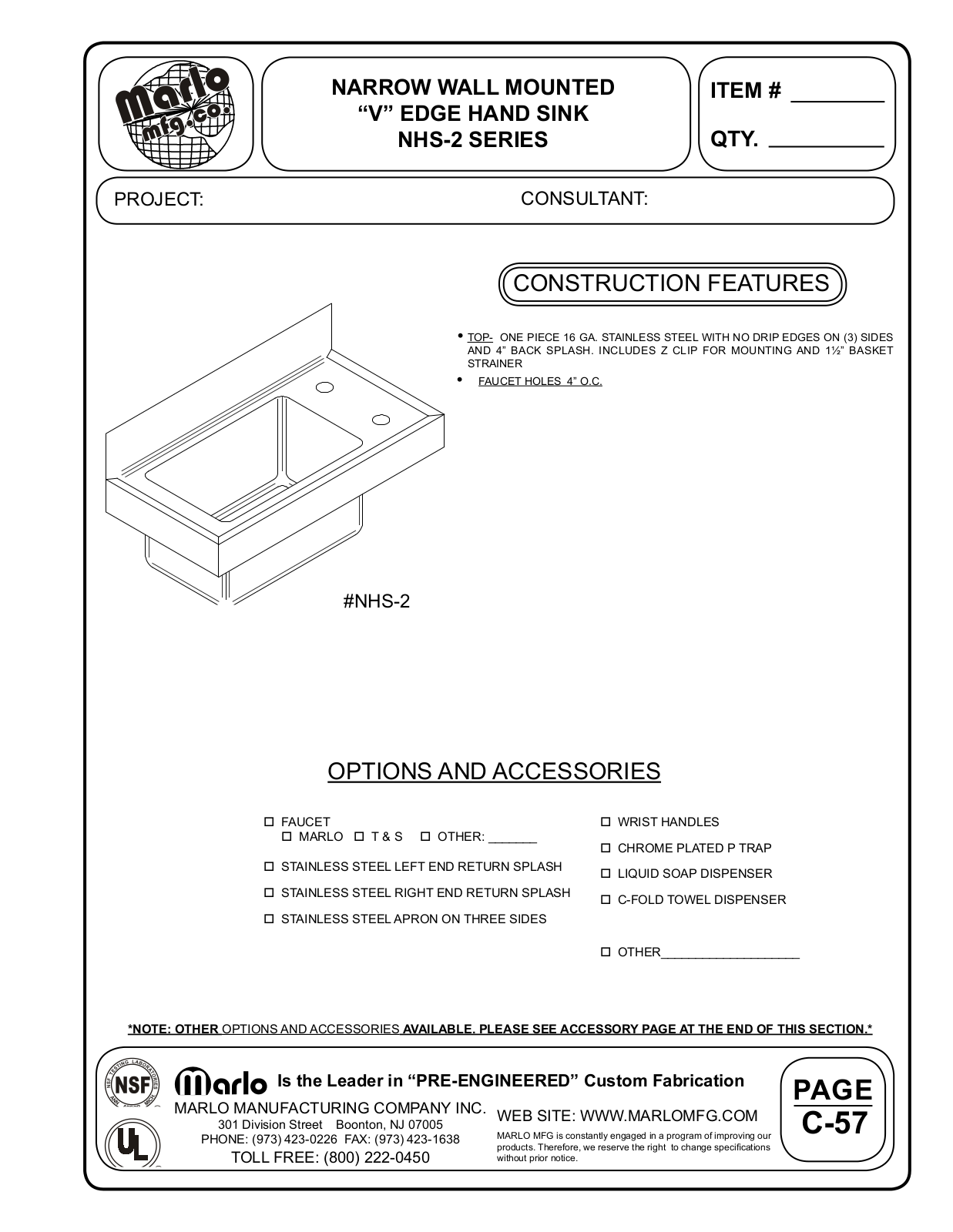 Marlo NHS-2-1608 User Manual