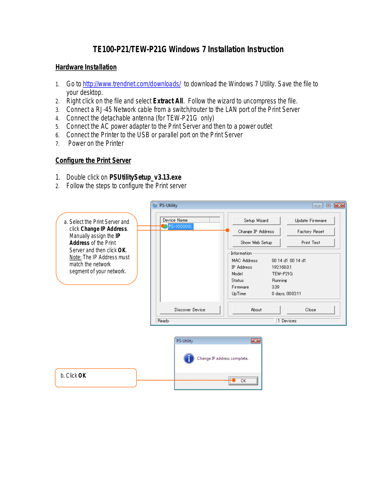 TRENDnet TEW-P21G, TE100-P21, Windows 7 User Manual - ManualMachine.com