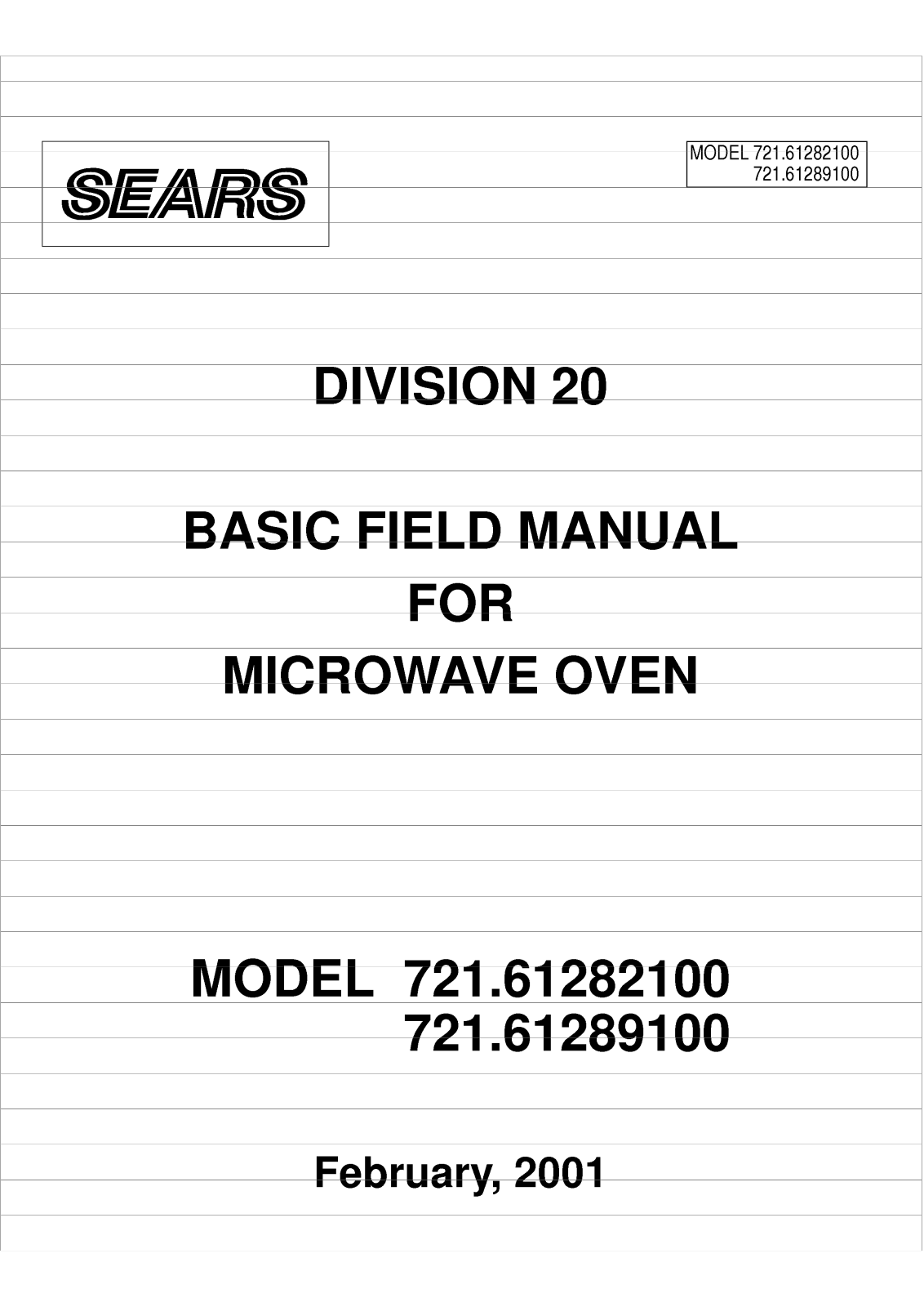 Kenmore 721.61282100, 721.61289100 Service Manual