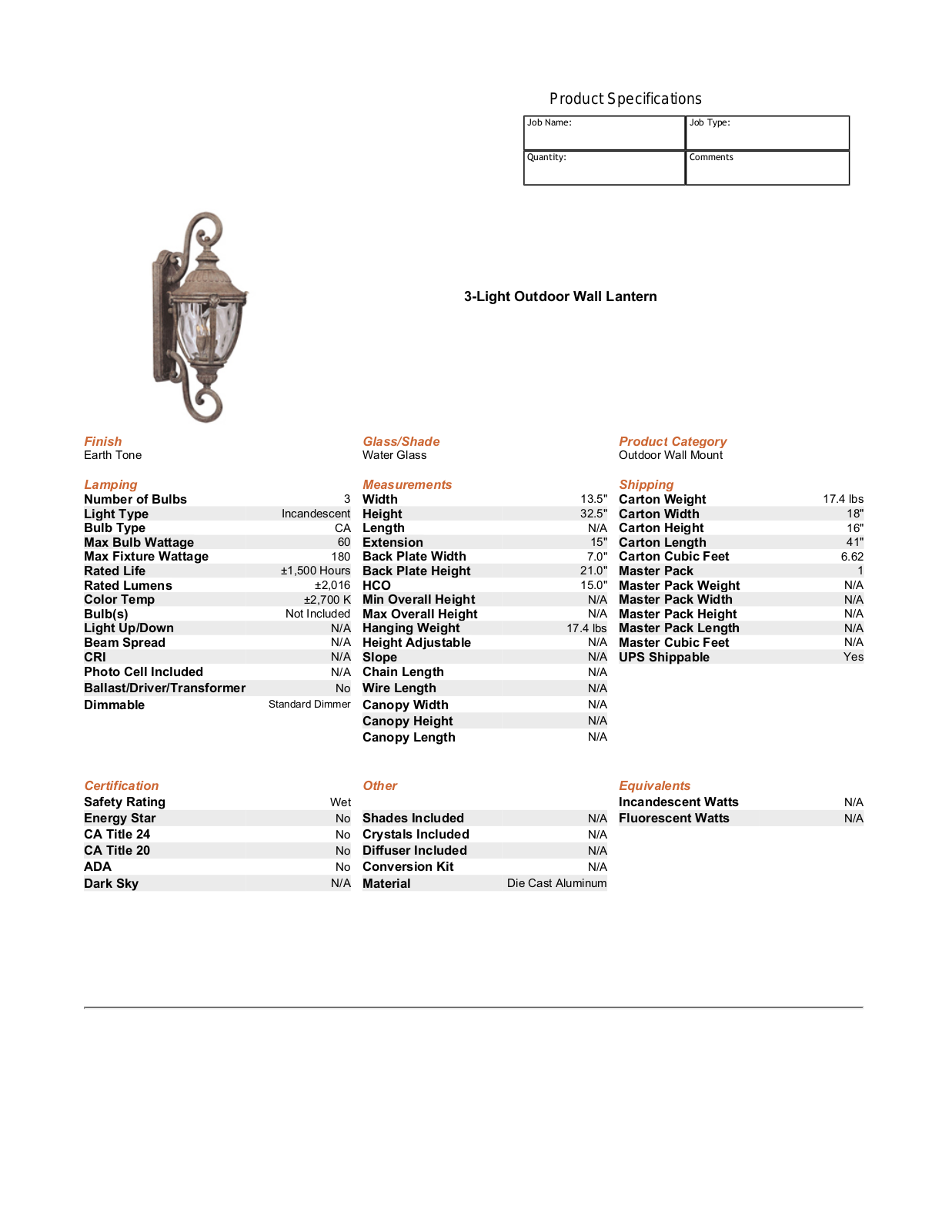 Fleur De Lis Living FDLL3138 Specifications - ManualMachine.com