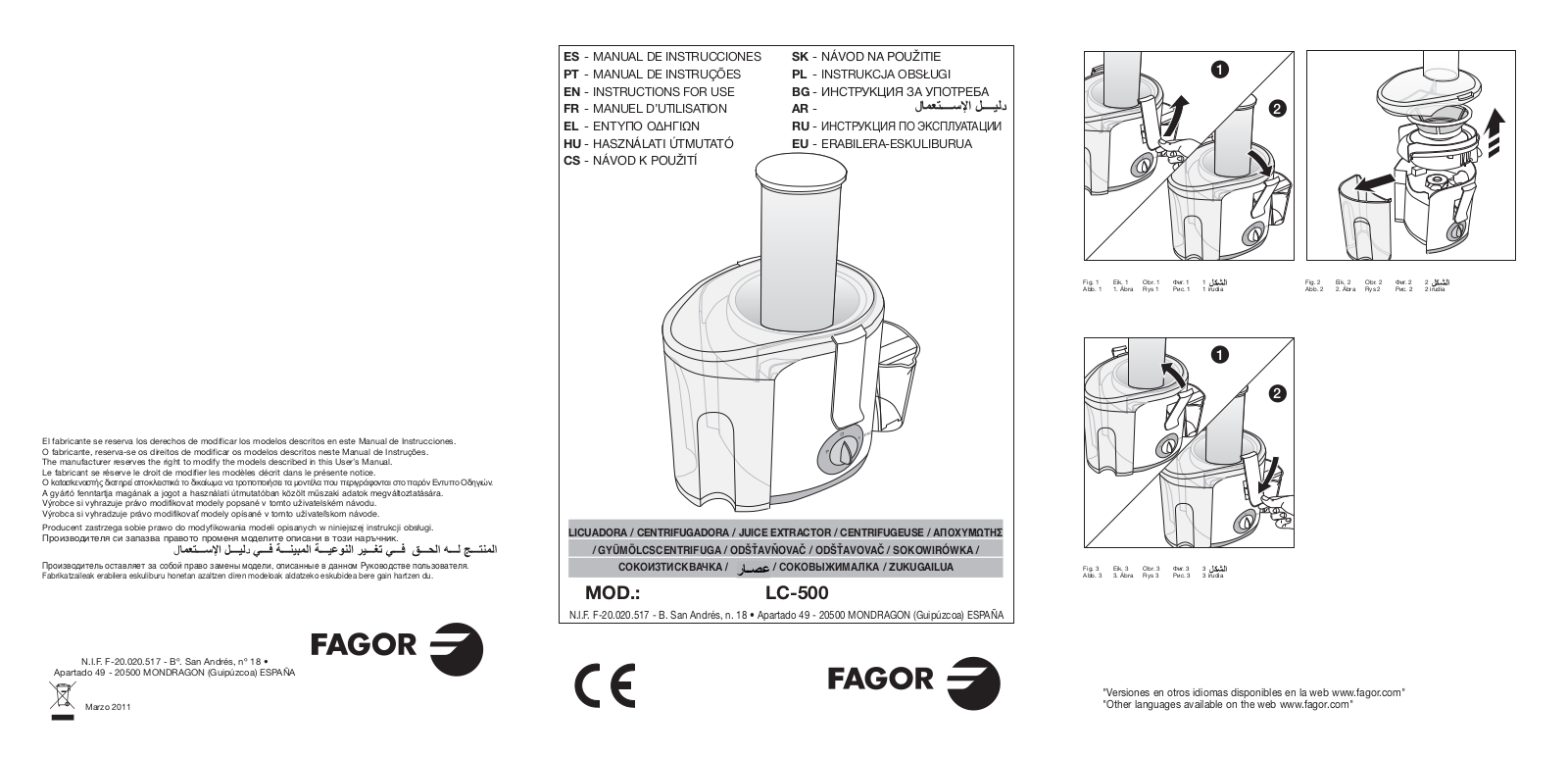 Fagor LC-500 User Manual