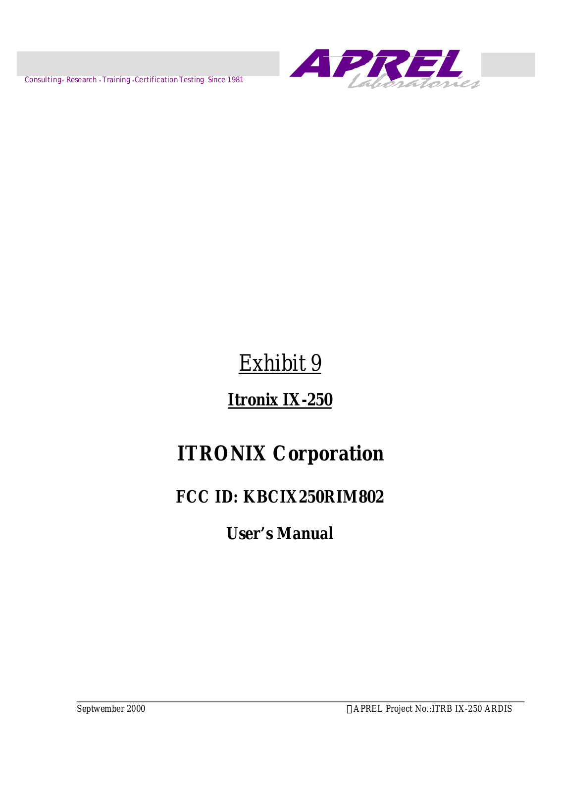 General Dynamics Itronix IX250RIM802 User Manual