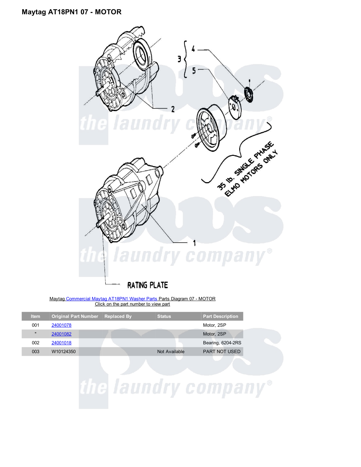 Maytag AT18PN1 Parts Diagram