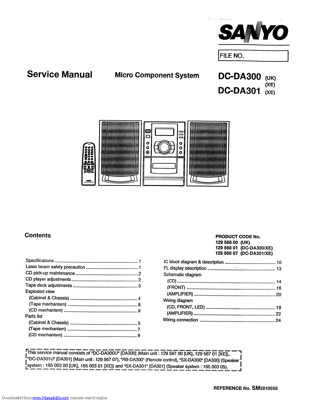 SONYO DC-DA300, DC-DA301 User Manual