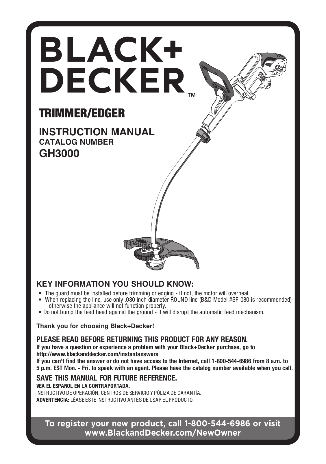 Black & Decker GH3000 User Manual