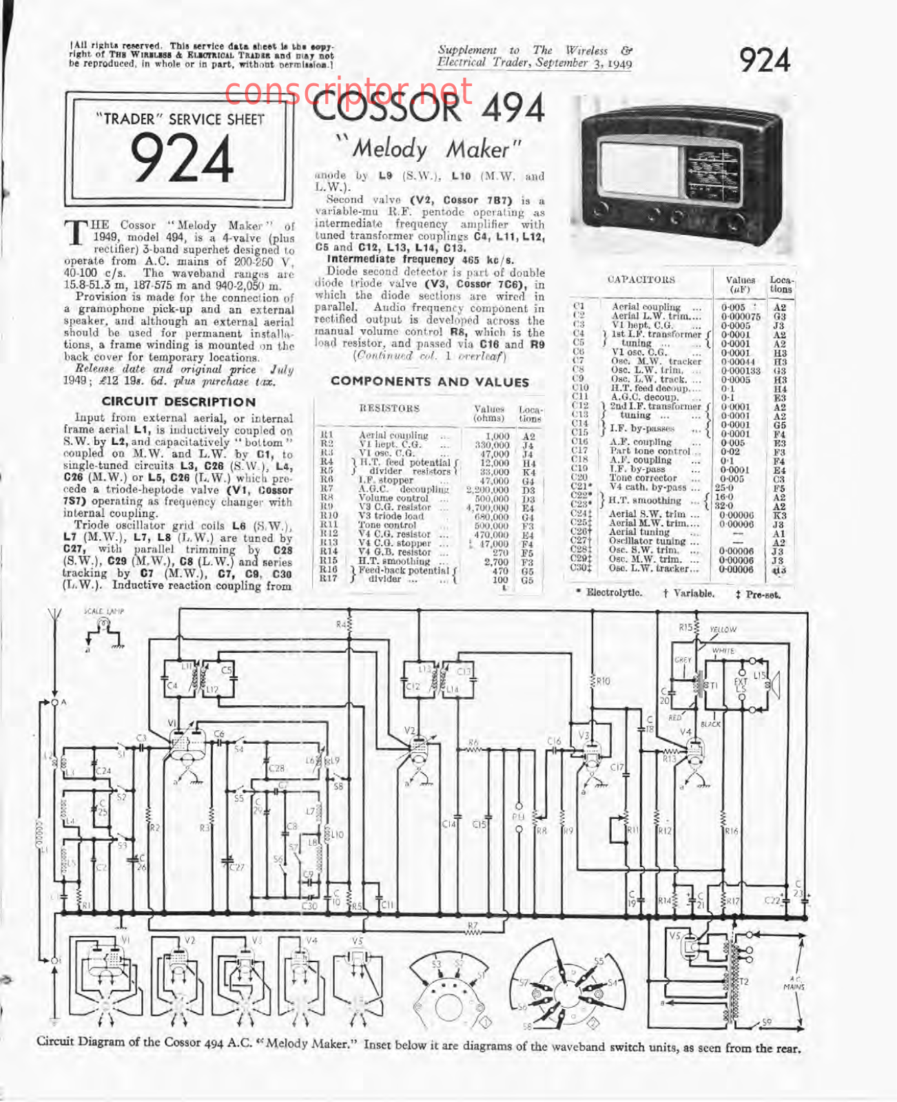 Cossor 494 Service manual