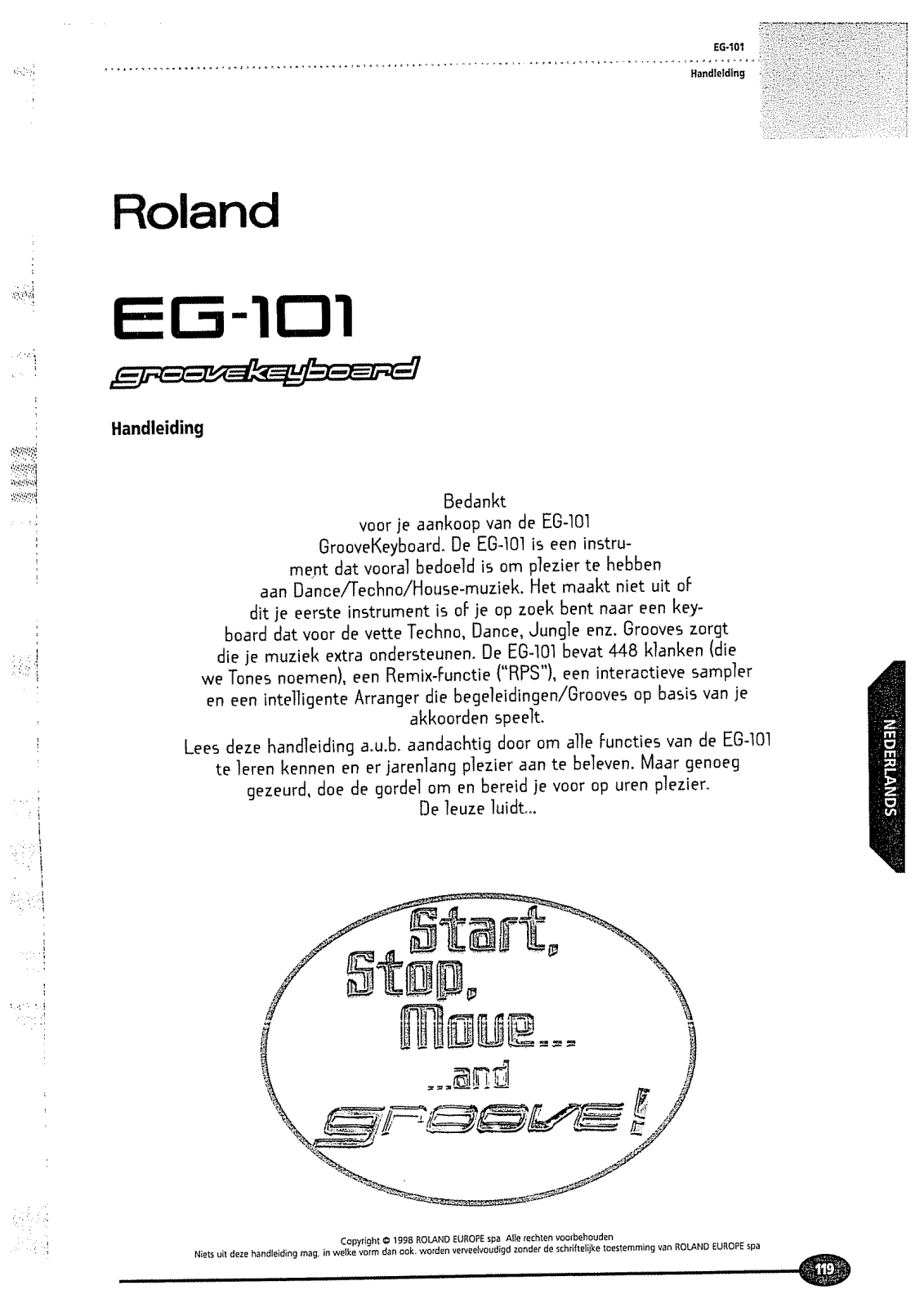 Roland EG-101 MIDI IMPLEMENTATION