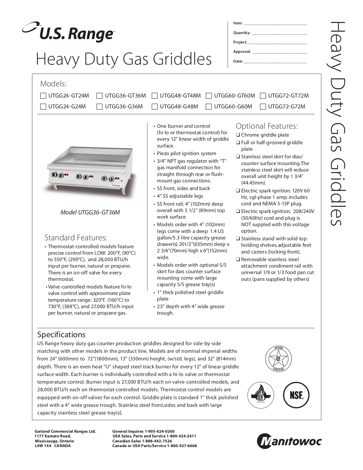 Manitowoc Ice UTGG72-G72M, UTGG60-G60M, UTGG72-GT72M, UTGG60-GT60M, UTGG48-GT48M User Manual