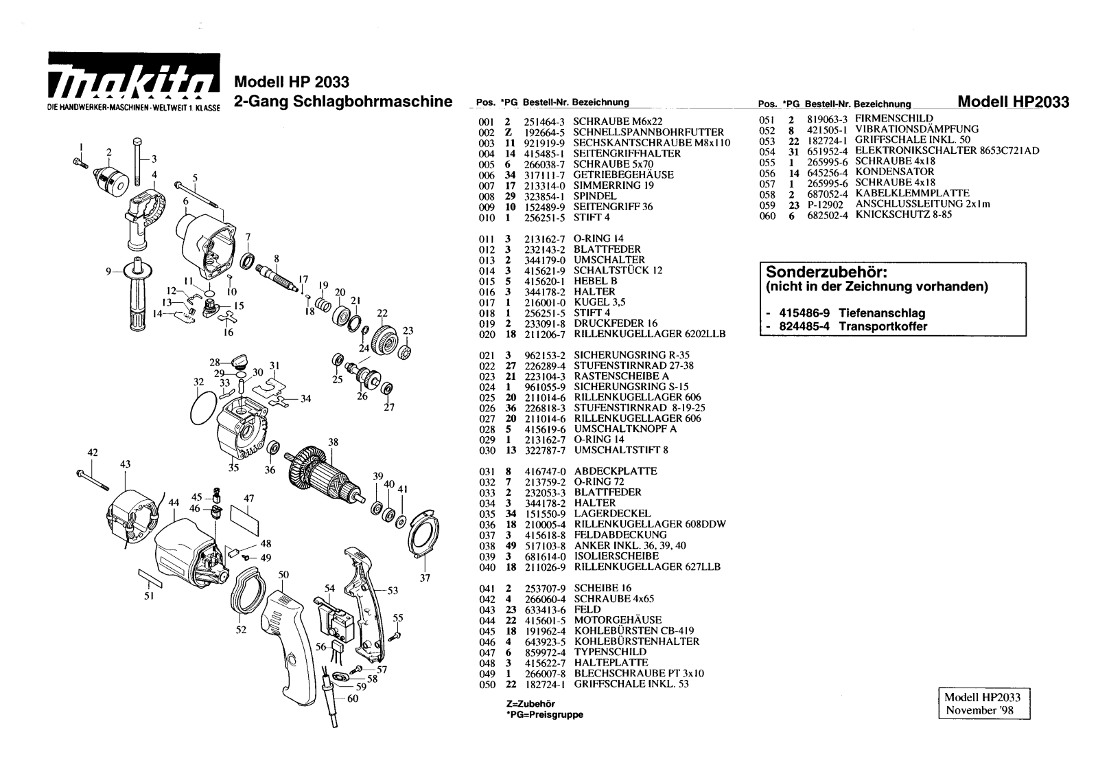 Makita HP2033 User Manual