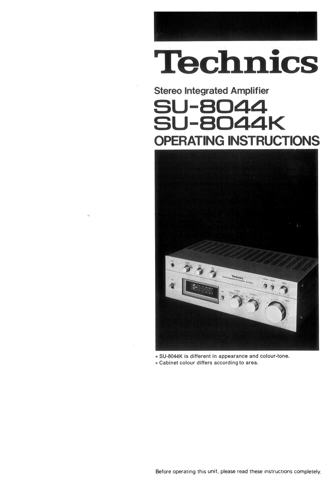 Technics SU-8044 Owners Manual