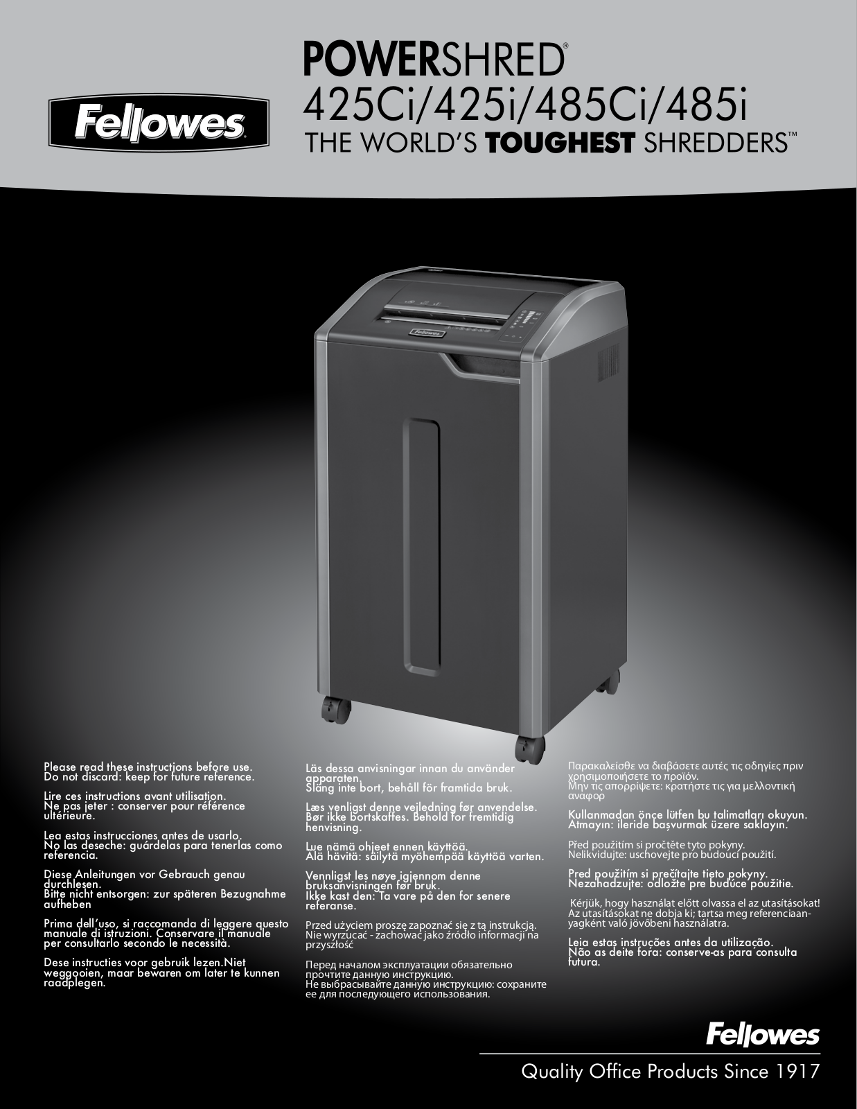 Fellowes PowerShred 425I User Manual