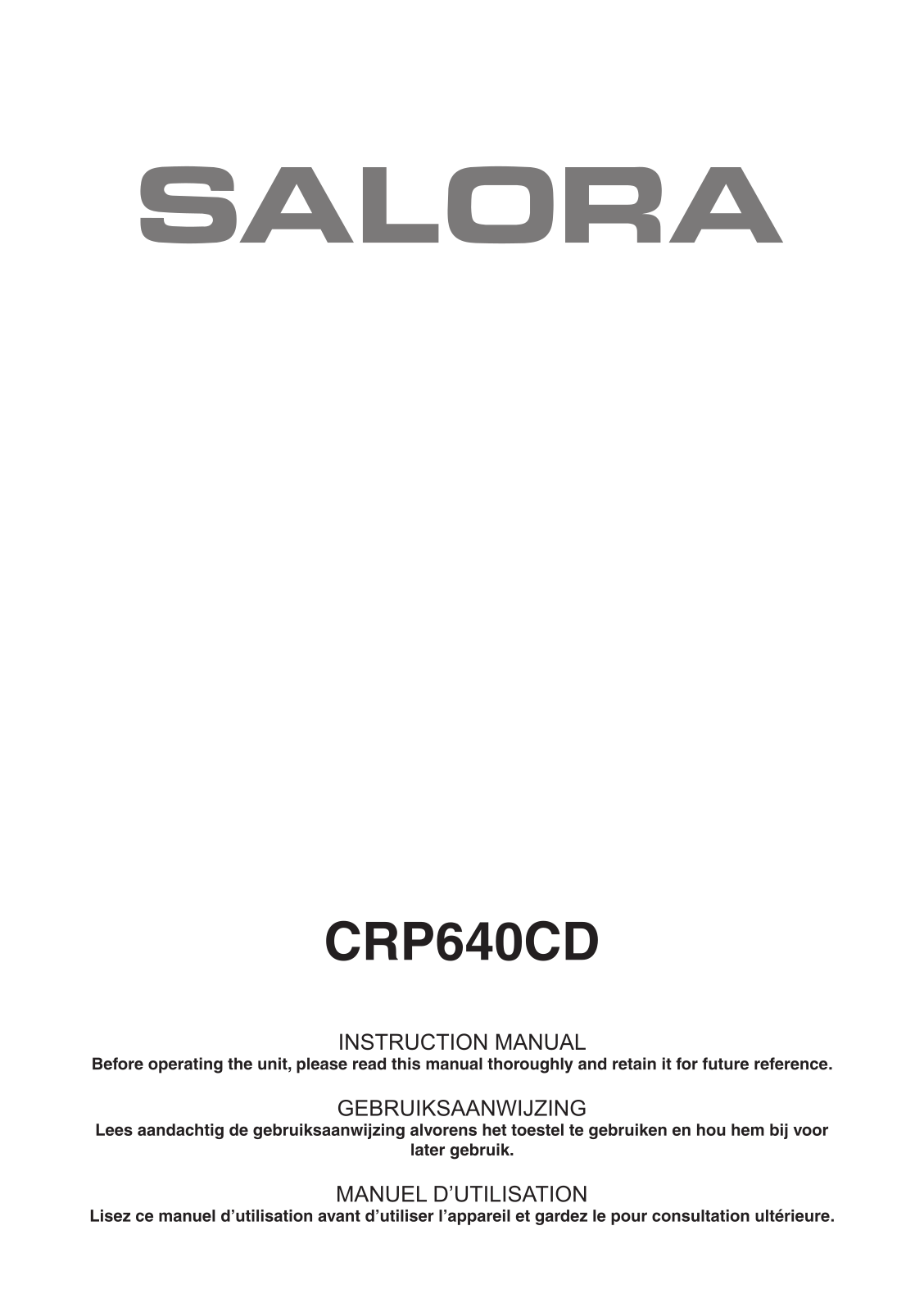 Salora CRP640CD Instruction Manual