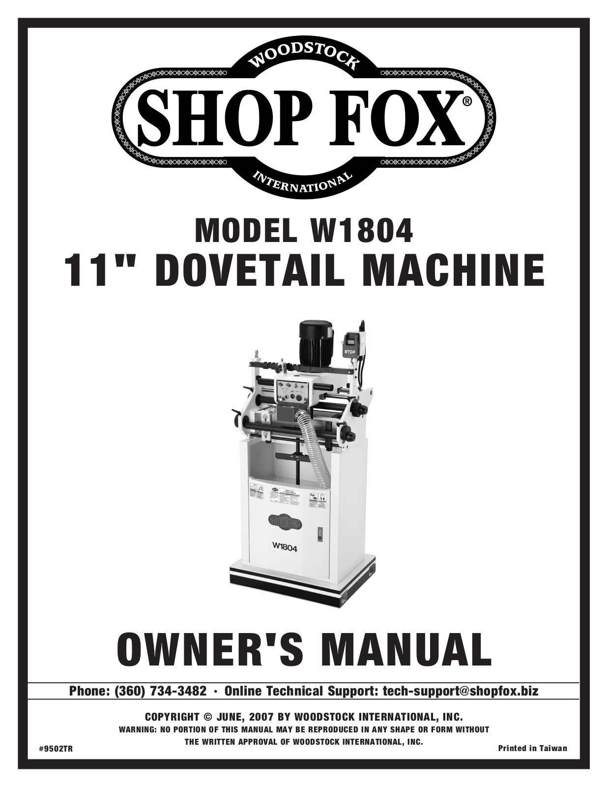 Shop fox W1804 User Manual