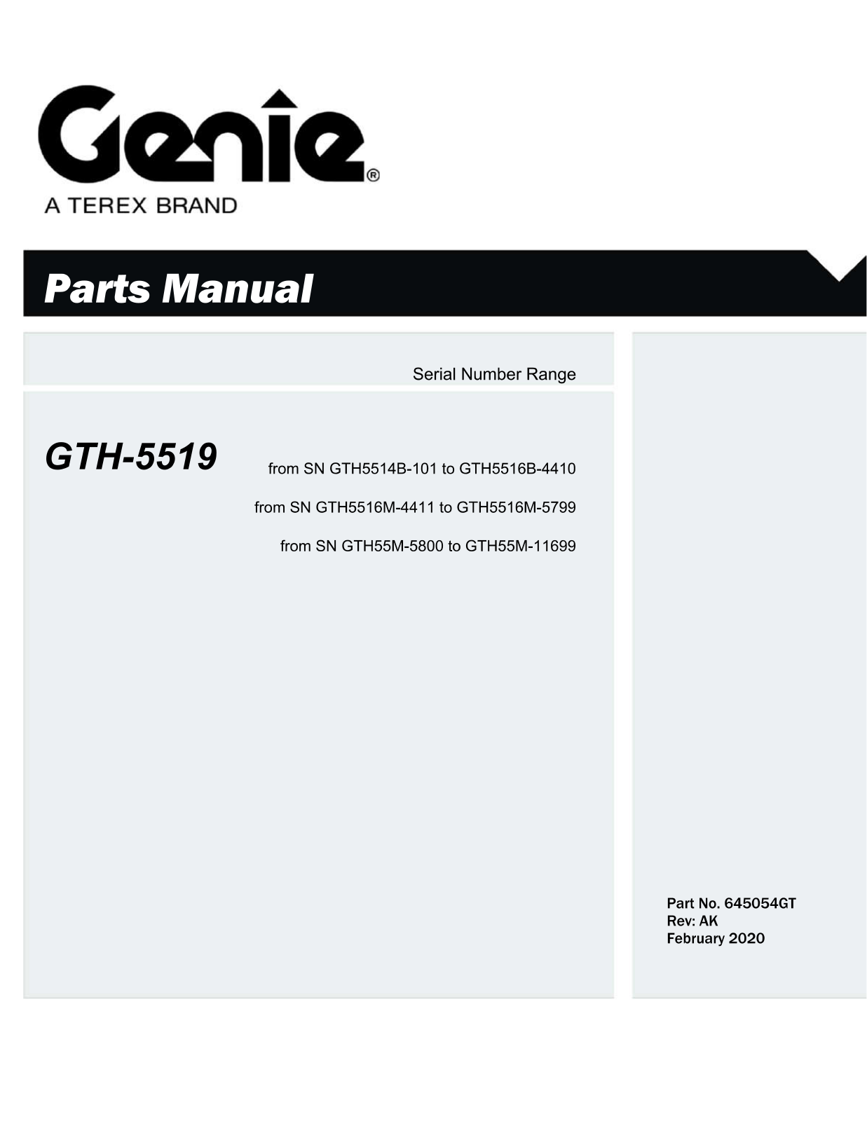 genie GTH5519 Parts Manual