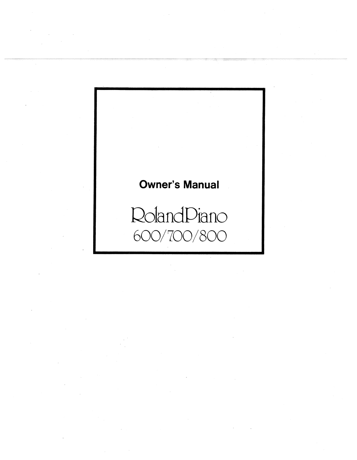 Roland HP-600 User Manual