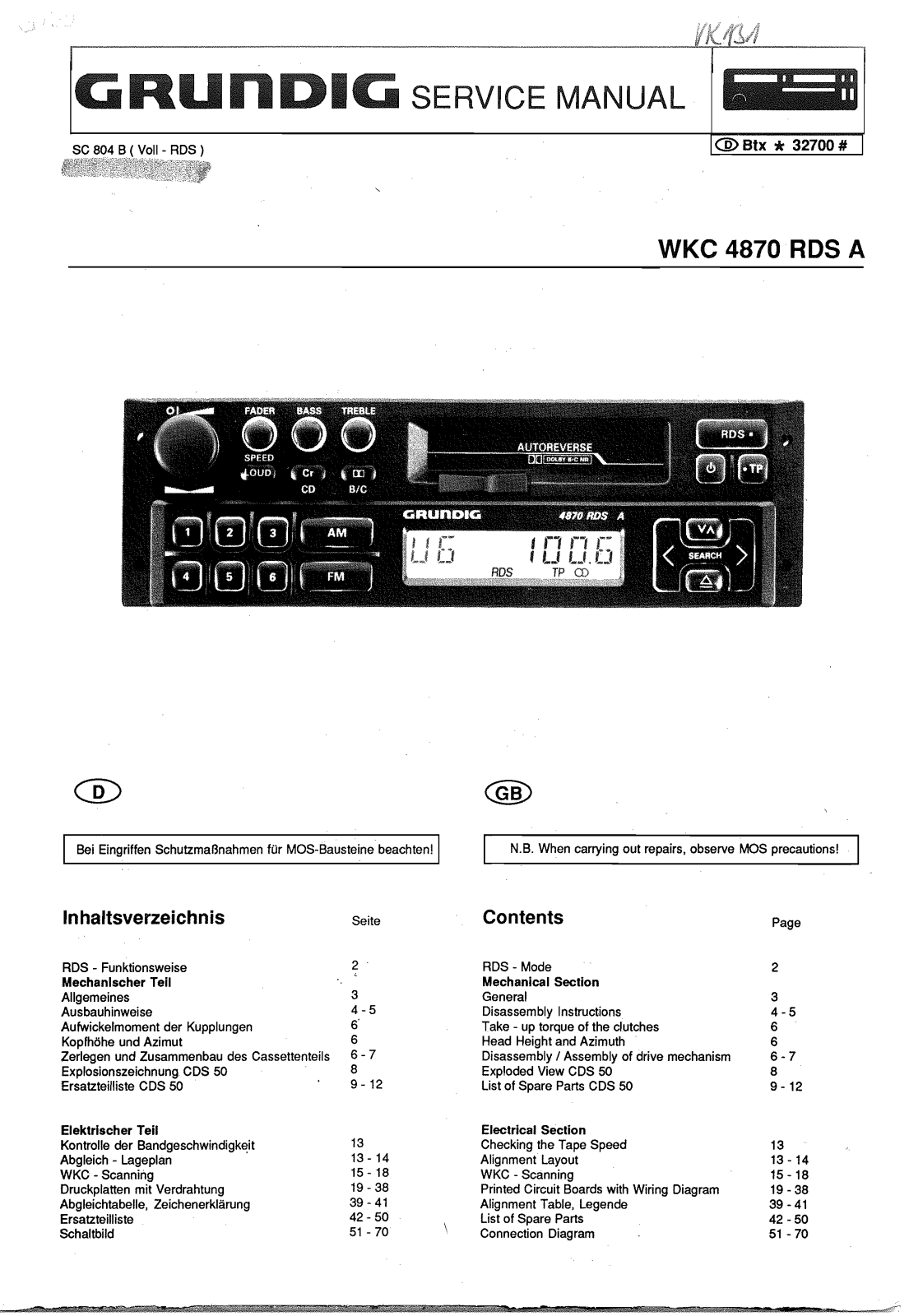 Grundig WKC-4870-RDSA Service Manual