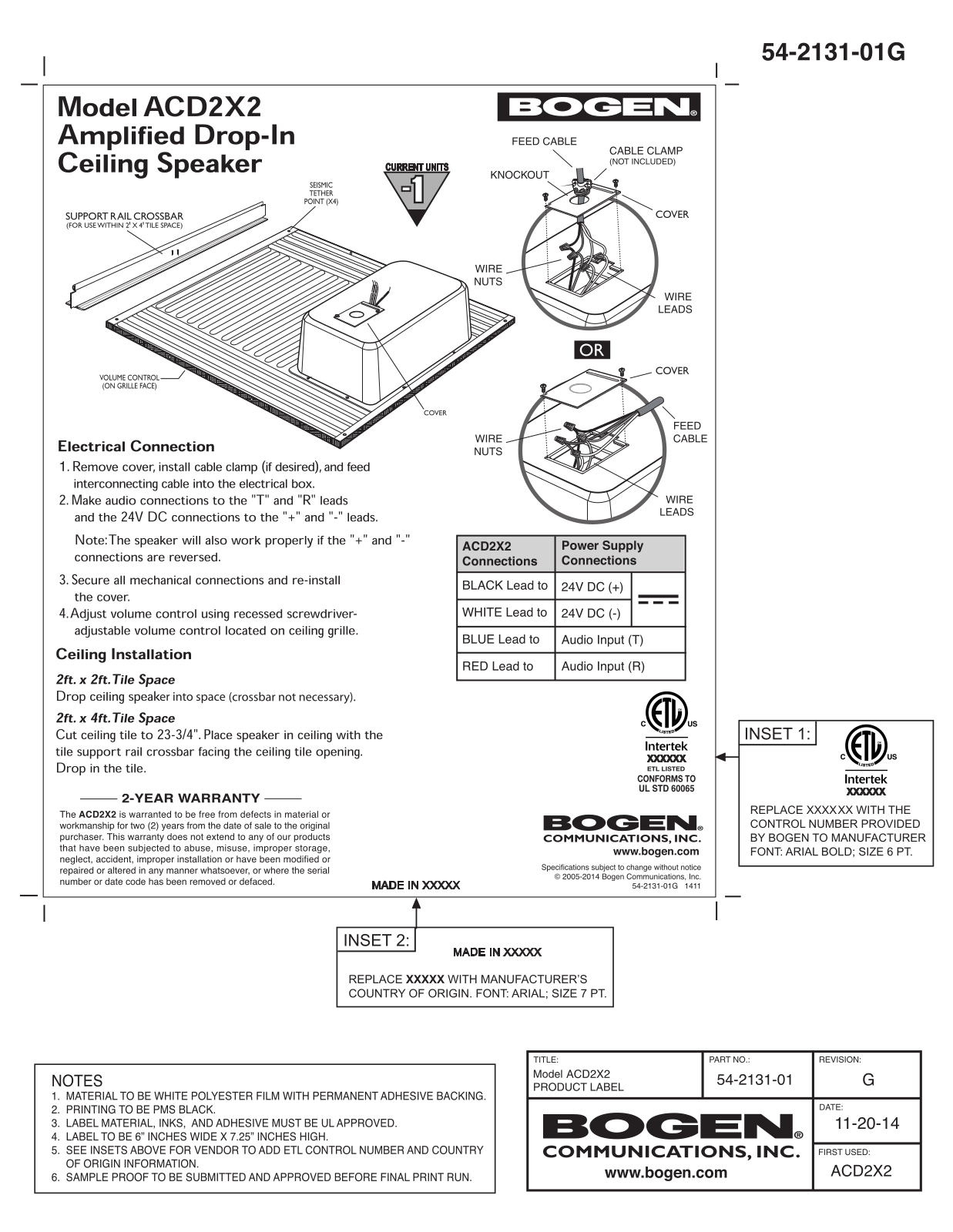 Bogen ACD2X2 Operation Manual