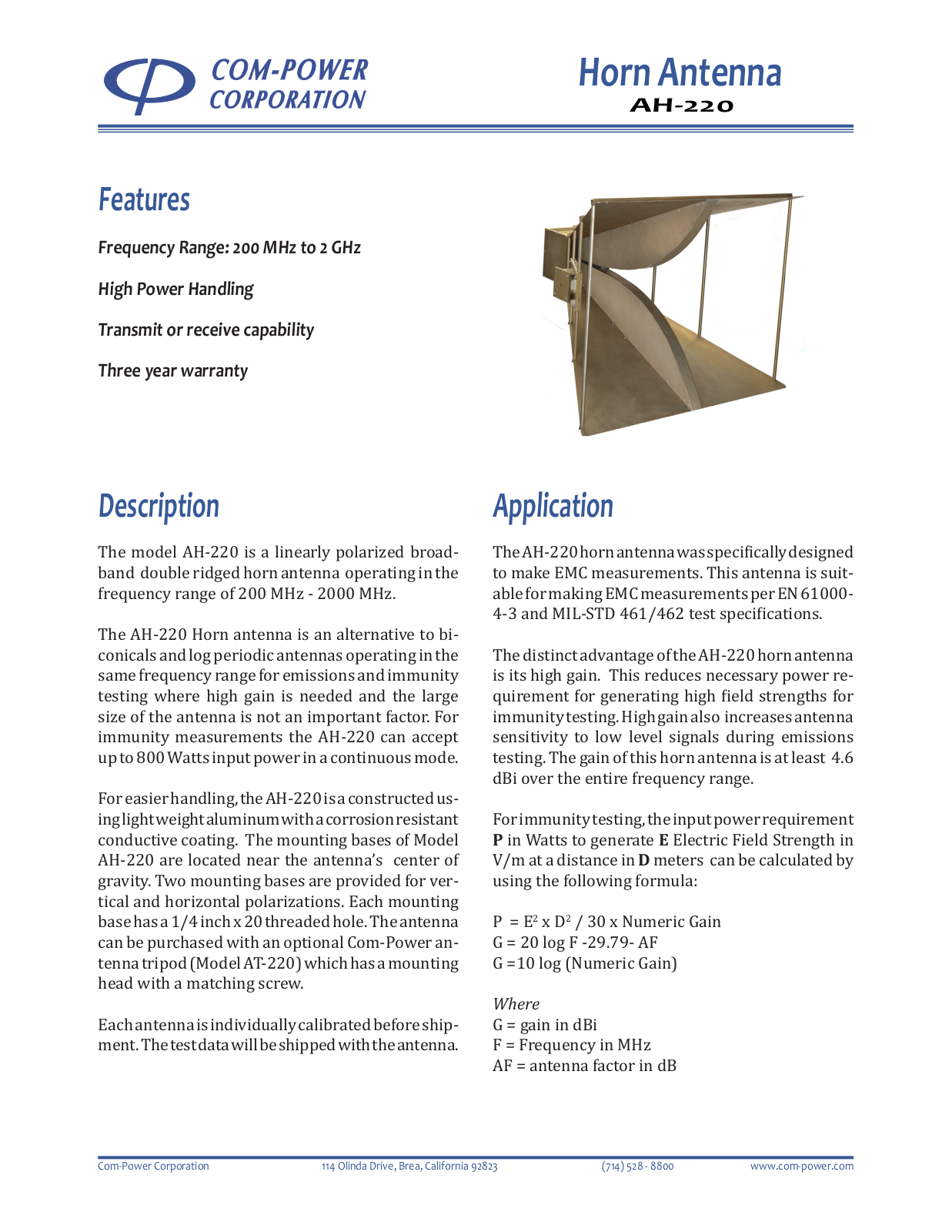 Com-Power AH-220 User Manual